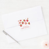 Baby shower aardbeien vierkante sticker (Envelop)