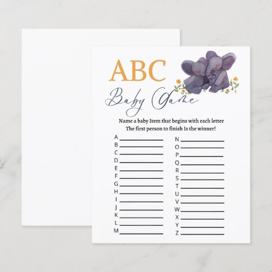 Baby shower ABC-game (Voorkant / Achterkant)