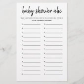 Baby shower ABC Minimalistisch Baby shower Game (Voorkant)