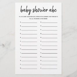 Baby shower ABC Minimalistisch Baby shower Game