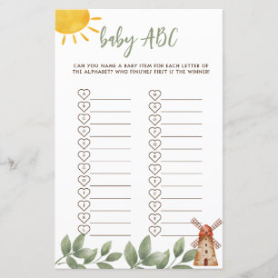 Baby Shower ABC Spel Boerderij Thema