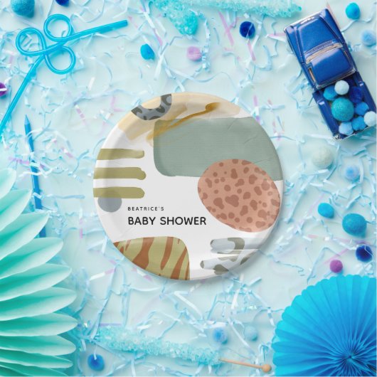 Baby shower abstracte Waterverf Dierverf Papieren Bordje (Feest)