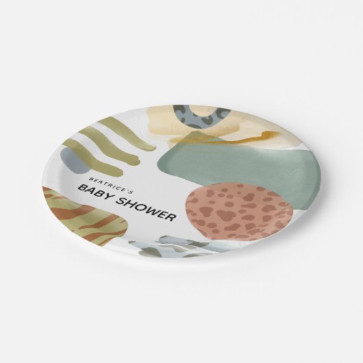 Baby shower abstracte Waterverf Dierverf Papieren Bordje (Gekanteld)