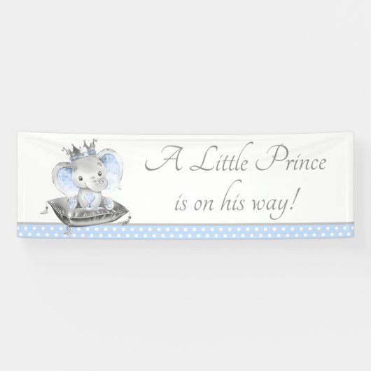Baby Shower Achtergrond Banner Olifant Prins (Horizontaal)