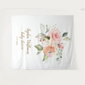 Baby shower achtergrond - Blush roze rozen Wandkleed (Voorkant (horizontaal))