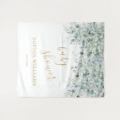 Baby Shower Achtergrond - Eucalyptusbladeren Wandkleed (Voorkant (horizontaal))