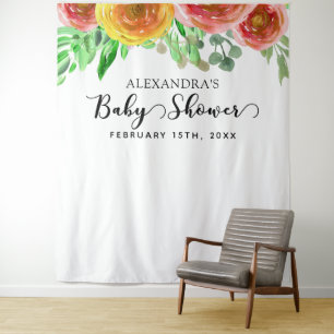 baby shower achtergrond - Floral Elegant Photo Boo Wandkleed