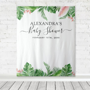 Baby shower Achtergrond Troical Floral Photo Booth Wandkleed