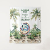 Baby shower Achtergrond Uitkomen Binnenkort Dino D Wandkleed (Voorkant)