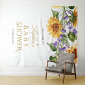Baby shower Achtergrond - Zonnebloemen & Lavendel Wandkleed (In Situ (horizontaal))