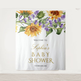 Baby shower Achtergrond - Zonnebloemen & Lavendel Wandkleed