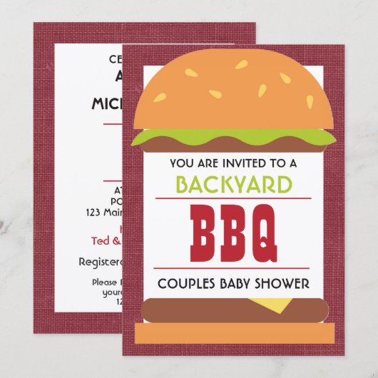 Baby Shower Achtertuin BBQ Kaart (Voorkant / Achterkant)