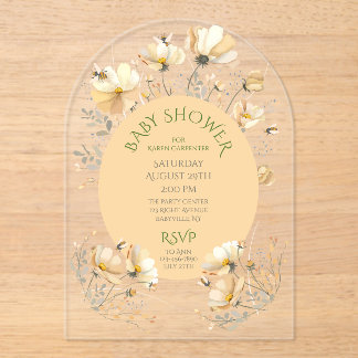 Baby Shower Acrylate Boog Uitnodiging Bijenweide