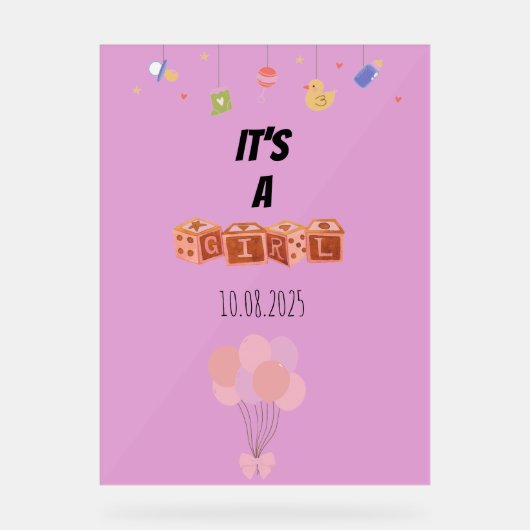 Baby shower-acrylteken acryl bord (Voorkant)