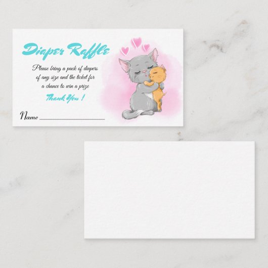 Baby shower activiteit Luier Raffle ticket schatti (Voorkant / Achterkant)
