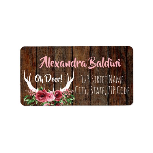 Baby shower Adresetiketten Oh Herten Etiket (Voorkant)