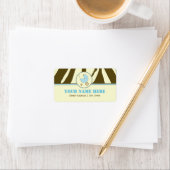 Baby shower adreslabel - bruin zebra print blauw etiket (Insitu)