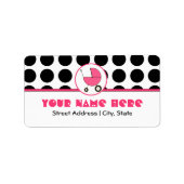 Baby shower Adreslabel - Polka Dot en Roze Etiket (Voorkant)