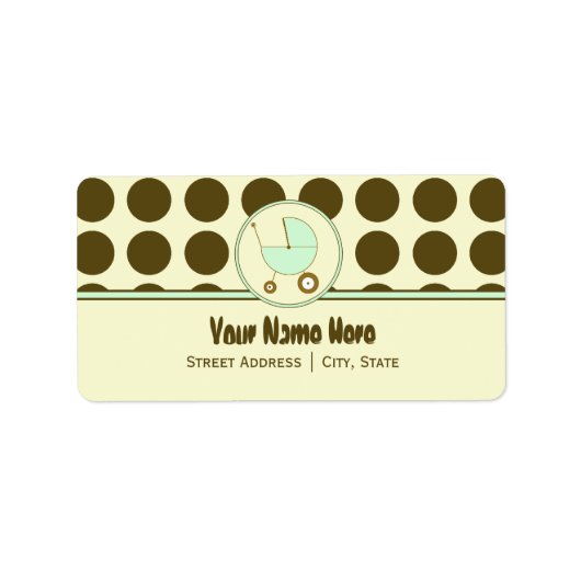 Baby shower Adreslabel - Polka Dot & Green Etiket (Voorkant)
