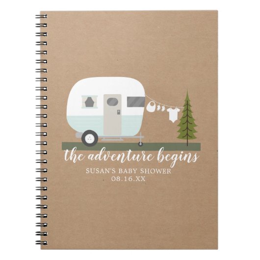 Baby shower Adventure Retro Trailer Camper Boy Notitieboek (Voorkant)