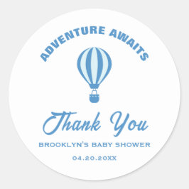 Baby shower Adventure wacht op leuke trendy blauw Ronde Sticker