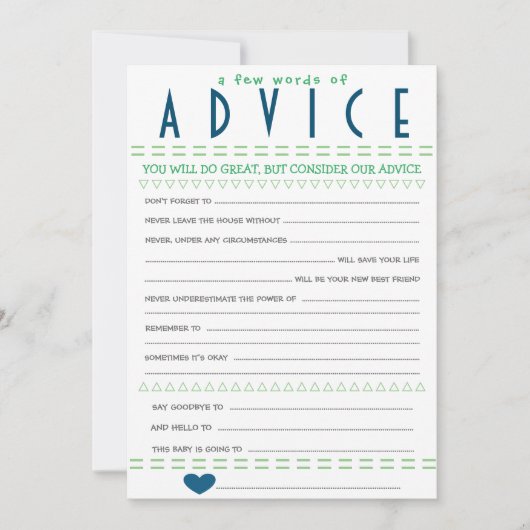 baby shower Advice Card Kaart (Voorkant)