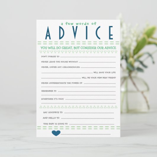 baby shower Advice Card Kaart (Staand voorkant)