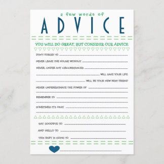 baby shower Advice Card Kaart