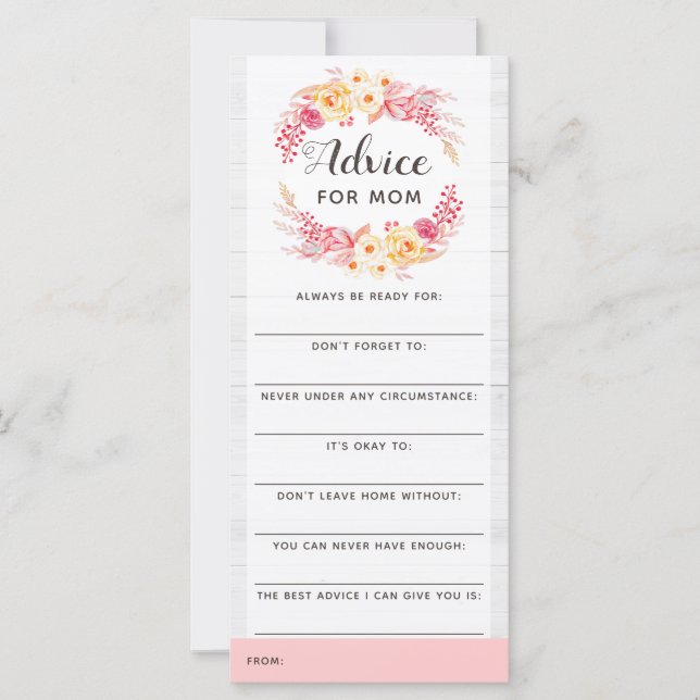 Baby shower Advice Game Shabby Chic Rustic Floral (Voorkant)