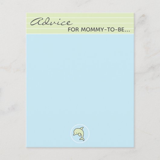 Baby shower Advice Kaart "Blue/Green Dolphin" (Voorkant)