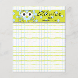 Baby shower Advice Kaart "Blue Green Owl"
