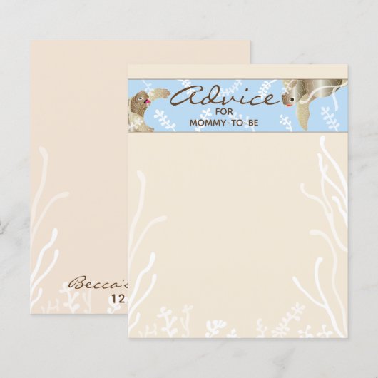 Baby shower Advice Kaart "Blue Turtle" (Voorkant / Achterkant)