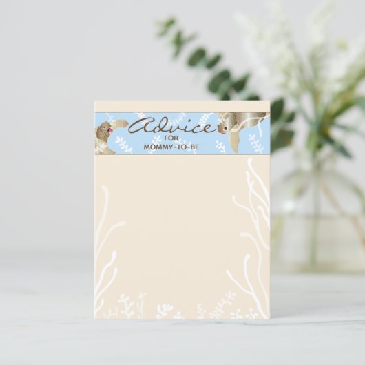 Baby shower Advice Kaart "Blue Turtle" (Staand voorkant)