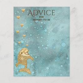 Baby shower Advice Kaart "Gold Baby Dolphin"