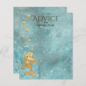 Baby shower Advice Kaart "Gold Baby Dolphin" (Voorkant / Achterkant)