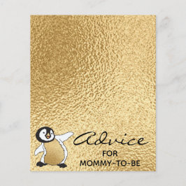Baby shower Advice Kaart "Gold Baby Penguin"