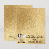 Baby shower Advice Kaart "Gold Baby Penguin" (Voorkant / Achterkant)