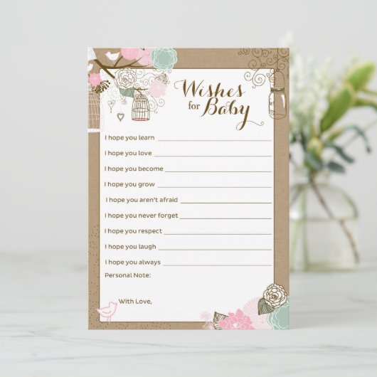 Baby shower Advice Kaart - Hangende kooien en pott (Staand voorkant)