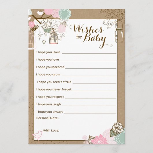 Baby shower Advice Kaart - Hangende kooien en pott (Voorkant)