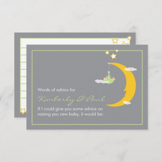Baby shower Advice Kaart Moon en Stars (Voorkant / Achterkant)