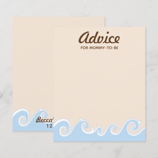 Baby shower Advice Kaart "Onder het Zee Mobile" (Voorkant / Achterkant)