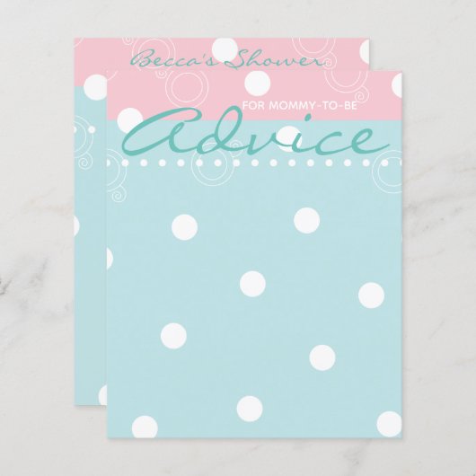 Baby shower Advice Kaart "Roze & blauwe Baby" (Voorkant / Achterkant)