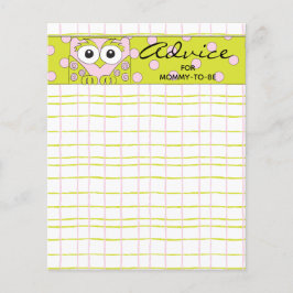 Baby shower Advice Kaart "Roze Groene Owl"