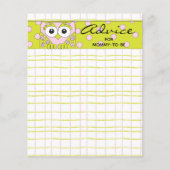 Baby shower Advice Kaart "Roze Groene Owl" (Voorkant)