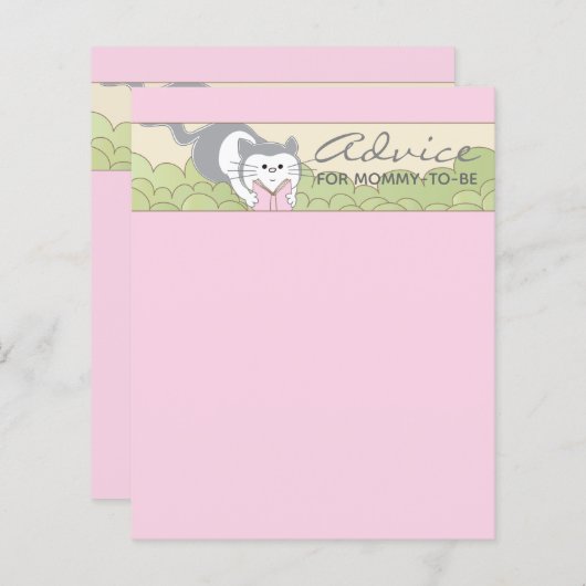 Baby shower Advice Kaart "Roze kattenwinkel" (Voorkant / Achterkant)