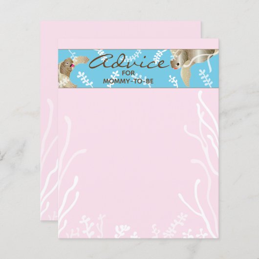 Baby shower Advice Kaart "Roze schildpad" (Voorkant / Achterkant)