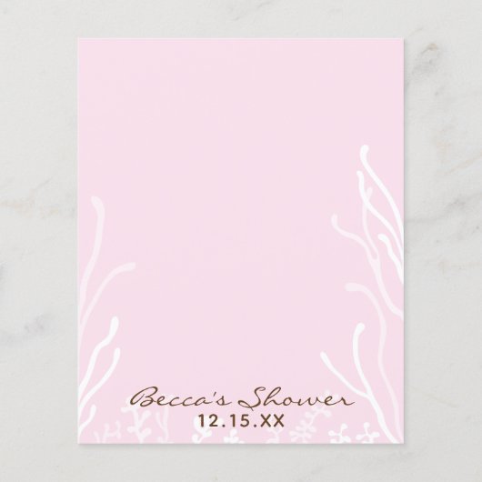 Baby shower Advice Kaart "Roze schildpad" (Achterkant)