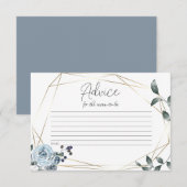 Baby shower Advice Kaart Stusty Blue Floral (Voorkant / Achterkant)