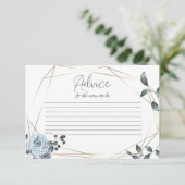 Baby shower Advice Kaart Stusty Blue Floral (Staand voorkant)