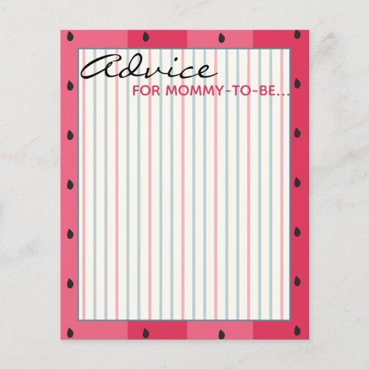 Baby shower Advice Kaart "Umbrella Watermelon" (Voorkant)